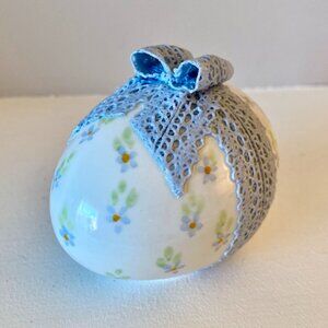 Blue Irish Dresden Porcelain Egg